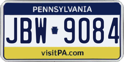 PA license plate JBW9084