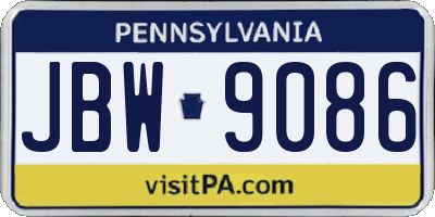 PA license plate JBW9086