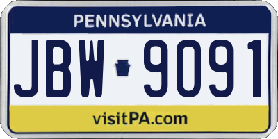 PA license plate JBW9091