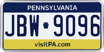 PA license plate JBW9096