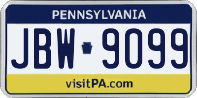 PA license plate JBW9099