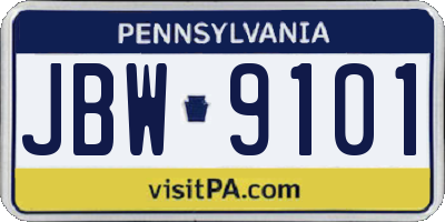 PA license plate JBW9101