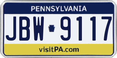 PA license plate JBW9117