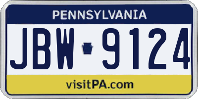 PA license plate JBW9124