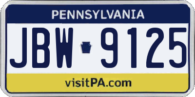 PA license plate JBW9125