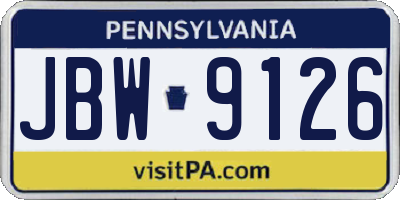 PA license plate JBW9126
