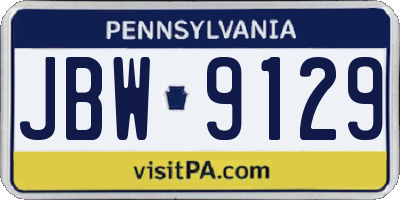 PA license plate JBW9129