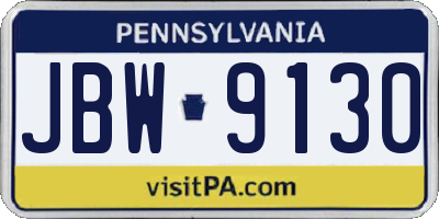 PA license plate JBW9130
