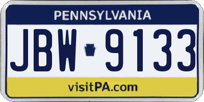 PA license plate JBW9133