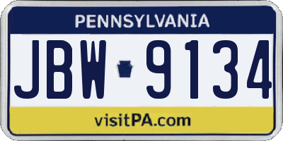 PA license plate JBW9134