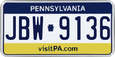 PA license plate JBW9136