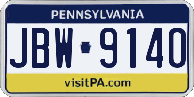 PA license plate JBW9140