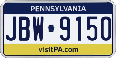 PA license plate JBW9150