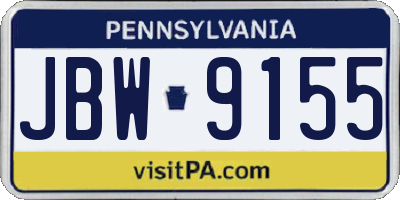 PA license plate JBW9155