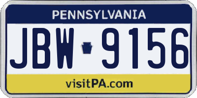 PA license plate JBW9156