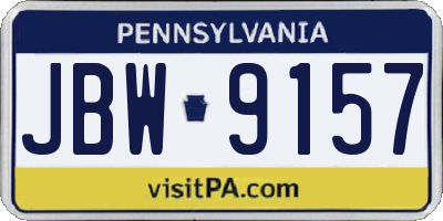 PA license plate JBW9157