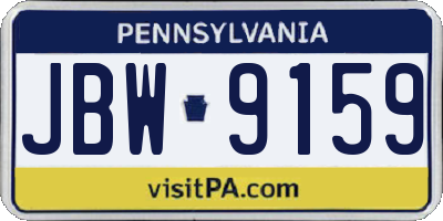 PA license plate JBW9159
