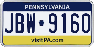 PA license plate JBW9160