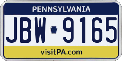 PA license plate JBW9165