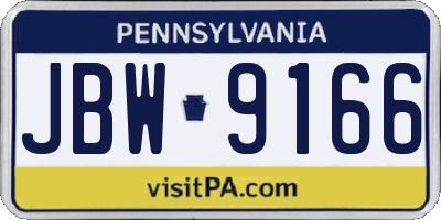 PA license plate JBW9166