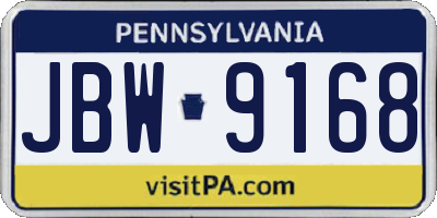 PA license plate JBW9168