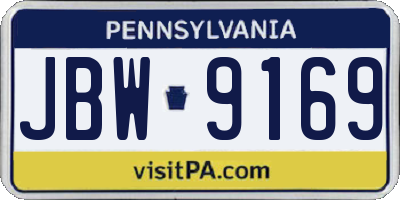 PA license plate JBW9169