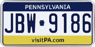 PA license plate JBW9186