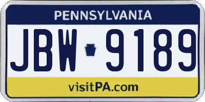 PA license plate JBW9189