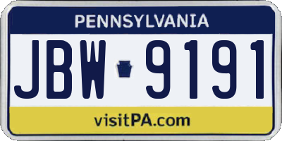 PA license plate JBW9191