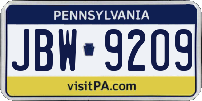 PA license plate JBW9209