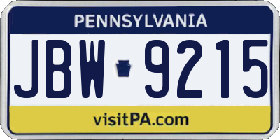 PA license plate JBW9215