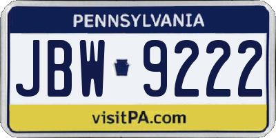 PA license plate JBW9222
