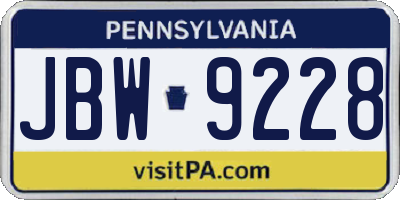 PA license plate JBW9228