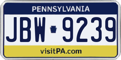 PA license plate JBW9239