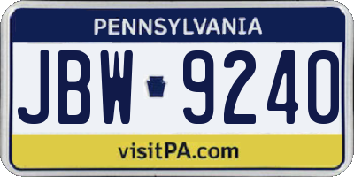 PA license plate JBW9240