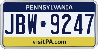 PA license plate JBW9247