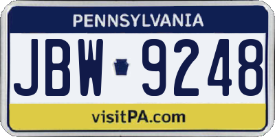 PA license plate JBW9248