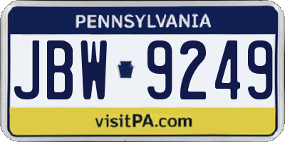 PA license plate JBW9249
