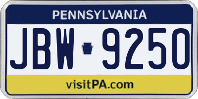 PA license plate JBW9250