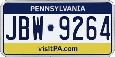 PA license plate JBW9264