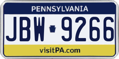PA license plate JBW9266
