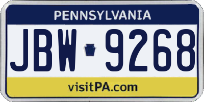 PA license plate JBW9268