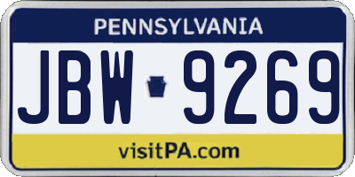 PA license plate JBW9269