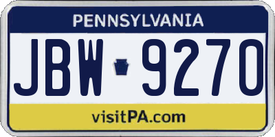 PA license plate JBW9270