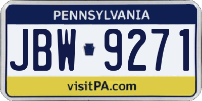 PA license plate JBW9271