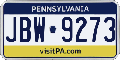 PA license plate JBW9273