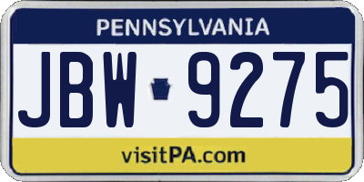 PA license plate JBW9275