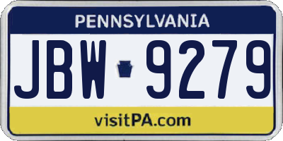 PA license plate JBW9279