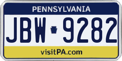 PA license plate JBW9282