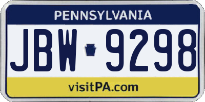 PA license plate JBW9298